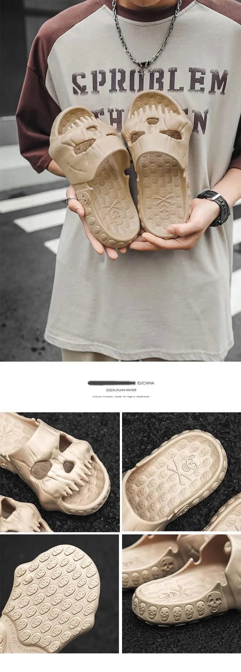 Platform Skull Slippers Demon Home Cloud Summer Beach Sandal Slides Y2k Flip Flops Men Male Soft House Shoes Flat Clapper Women