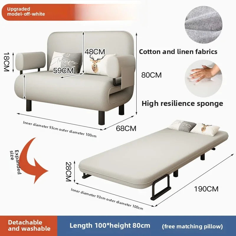 Sofa bed folding dual-purpose small apartment living room Internet celebrity telescopic bed single balcony