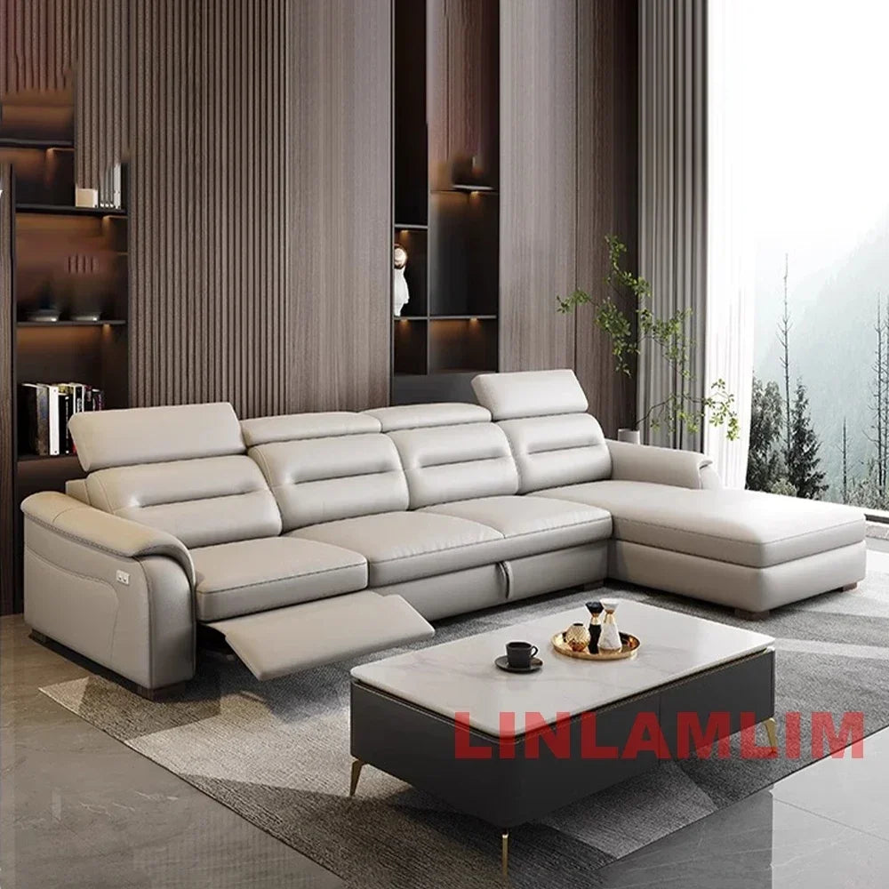 MANBAS Multifunctional Convertible Sofa Bed With Eletric Recliner, Folding Sofa Cama With Power Reclining Seats & Storage Box