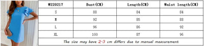 Women Ruffle Short Sleeve Mini Party Dress Summer Female Slim Backless Tshirt Dresses HY-W220217