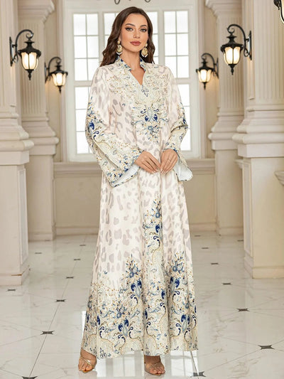 Summer Party Dress for Women Abaya Leopard Print Vestidos Largos 2025 Eid Muslim Caftan Robe Jalabiya Ramadan Morocco Kaftan