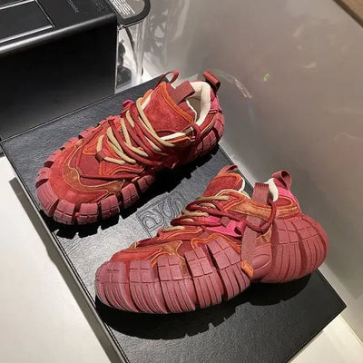Chunky Sneakers for Women Fashion Platform White Leather Casual Dad Shoes Comfortable Wedge Walking Sport Sneakers