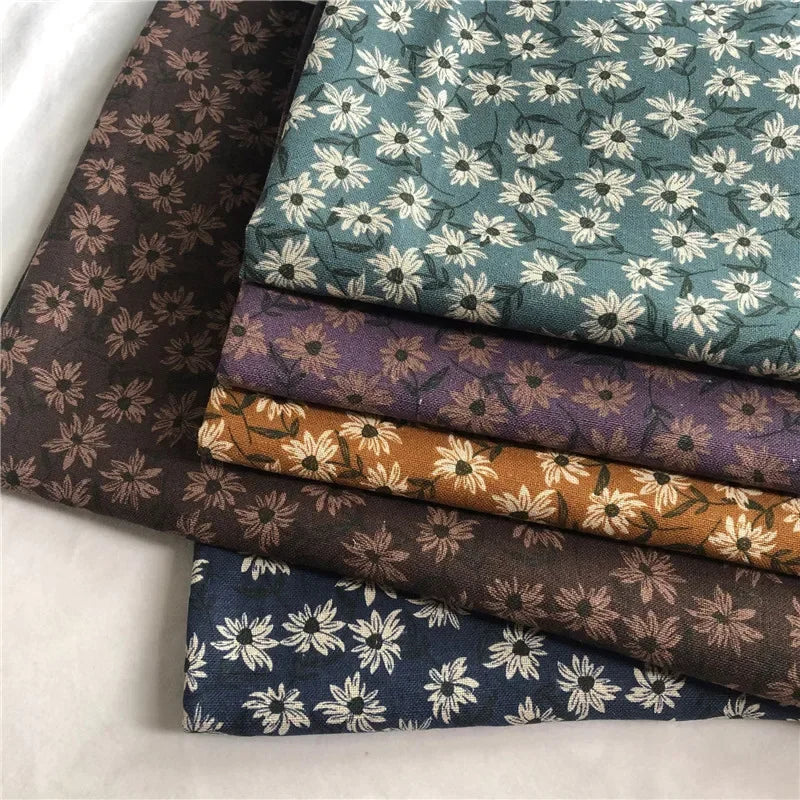 145x50/100cm Cotton Linen Small Floral Printed Fabric For Women's Clothing, Decorative Fabric DIY Handmade Sewing Cloth TJ20270
