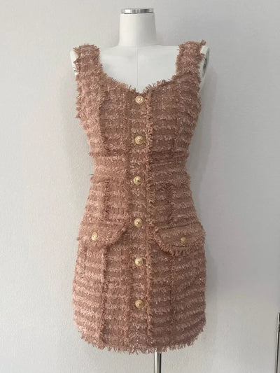 High Quality Luxury Small Fragrance Tweed Dresses For Women 2023 Summer Sweet Short Dress Party Vestidos Robes roupas feminina