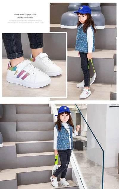 Children's Sports Shoes Non-slip New Tennis Shoes for Girls Fashion Boys Versatile Kids Causal School Running Sneakers Hook Loop