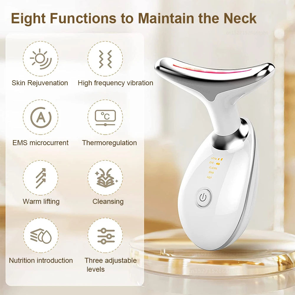 Neck Massager Multi-function to remove neck lines decree lines vibration hot beauty massager EMS electric neck instrument