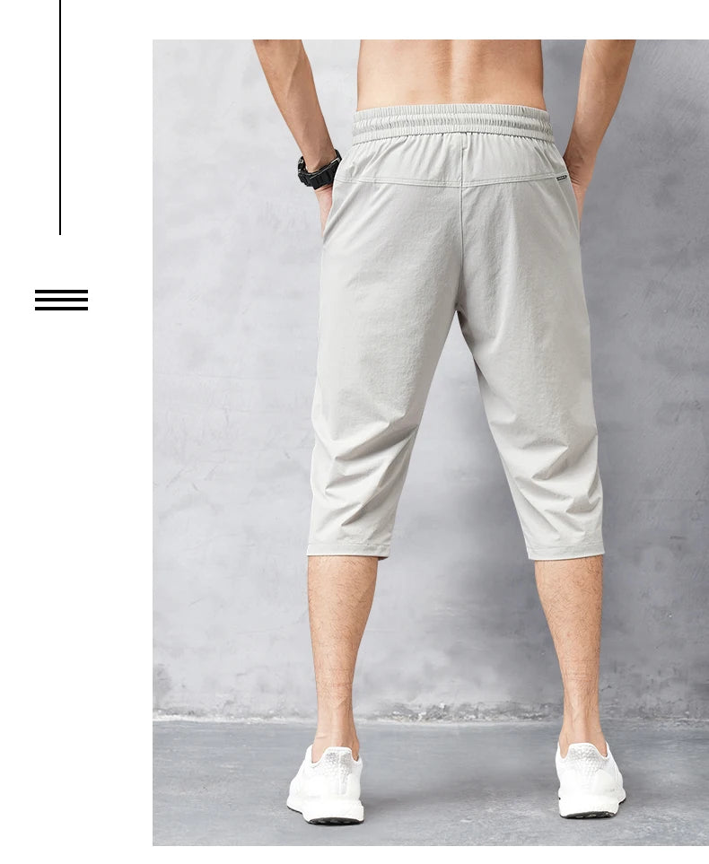Summer Cropped Trousers for Men, Ice-Feel Breathable Stretch Trousers, Casual Versatile Shorts