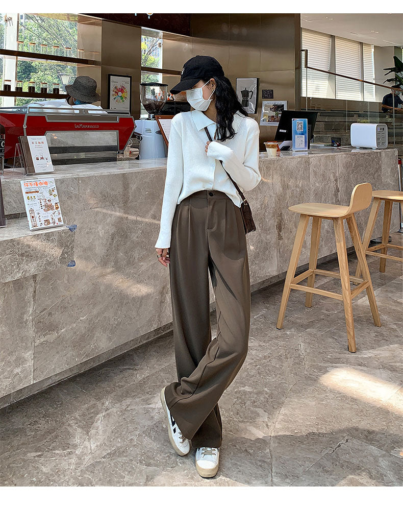 Women Wide Leg Pants Spring Summer Casual Straight OL Style Loose Suits Pant Female Solid Size S-4XL Long Trousers