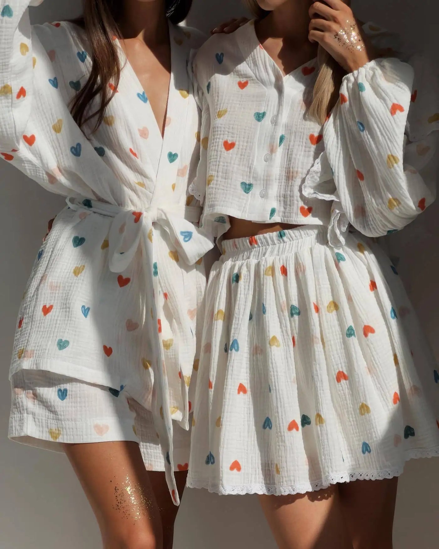 Women Cotton Linen Print Loose Suit Women Lantern Sleeve Ruffles V-neck Patchwork Single-Breasted Top High Waist Mini Skirt Suit