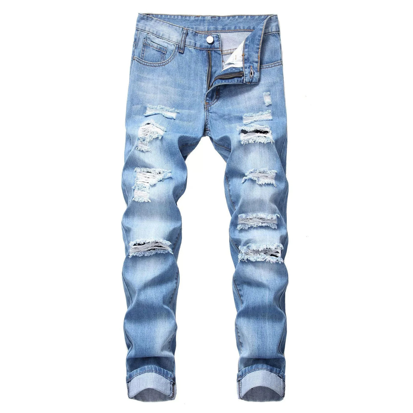 2025 New Denim Pants Men Fashion Hole Mens Jeans Classic Straight Denim Trousers Streetwear Slim Casual Jeans Man Plus Size 40