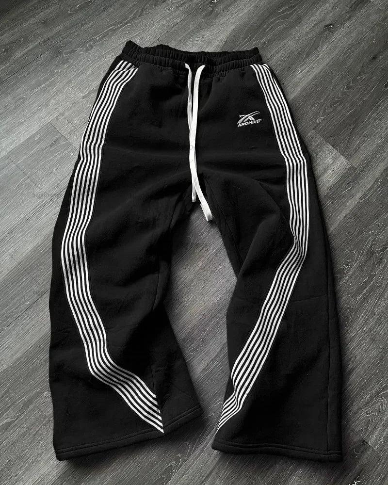 Harajuku embroidery pattern baggy pants retro loose sweatpants women joggers women pant leg zipper hip hop casual crop pants