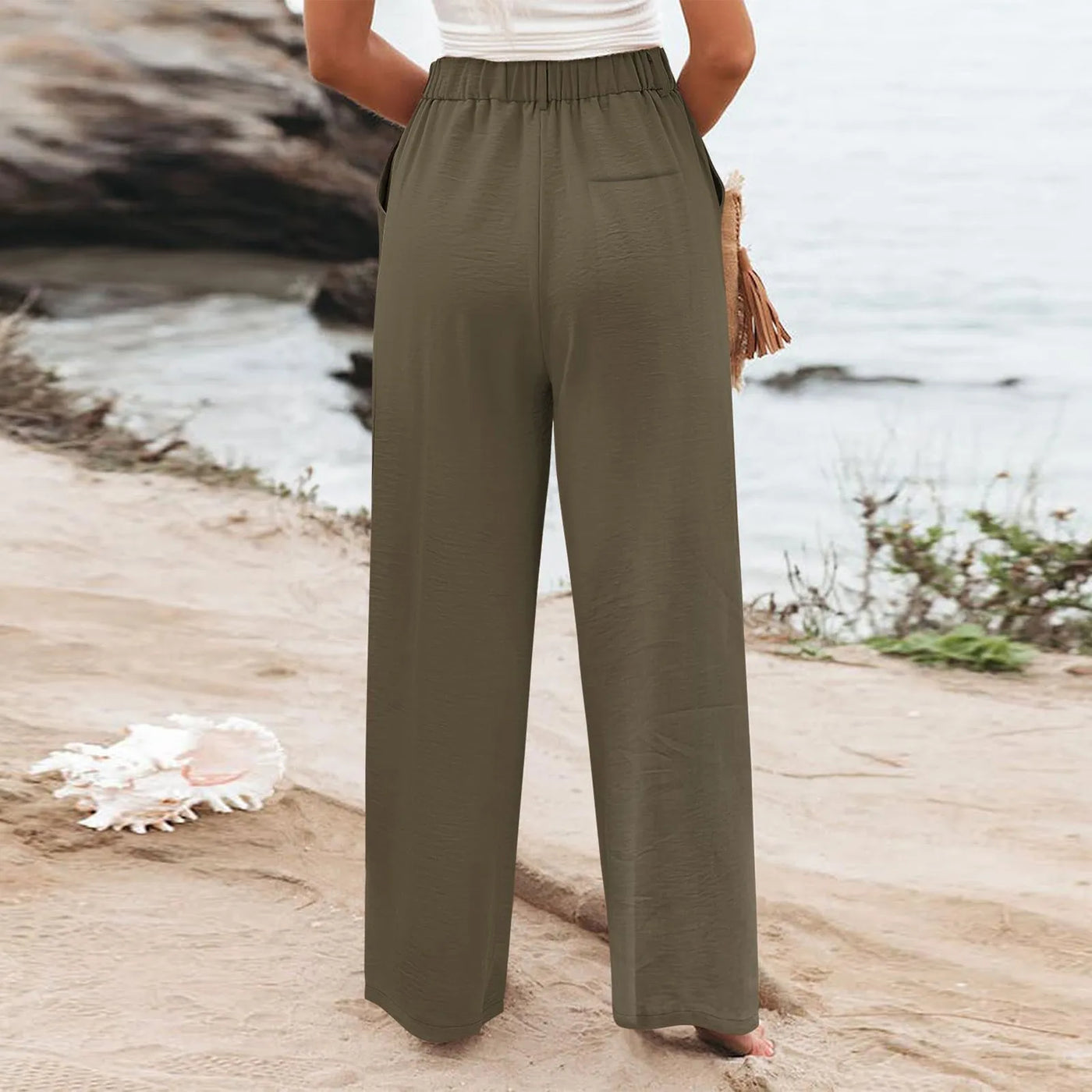 Women's Wide Leg Pants High Elastic Waisted In The Back Business Work Trousers Long Casual Pants Pants for Women Women’s Pants