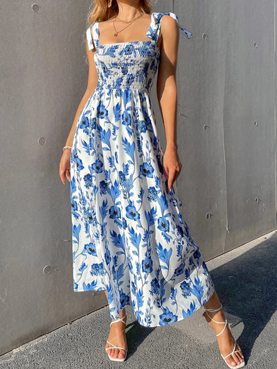 2025 New Summer Dresses for Women Sexy Print Spaghetti Strap Women Dress A-LINE Long Dress Women Vestidos De Verano Mujer Q110