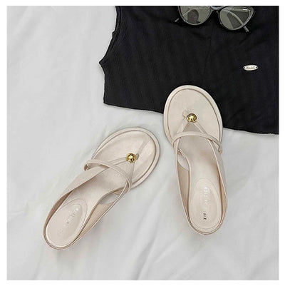 Women's Slippers Heeled Sandals Casual Flip Flops Shoes Woman 2025 Trend Summer Shallow Dress Design Pumps Clip Toe Slides Mujer