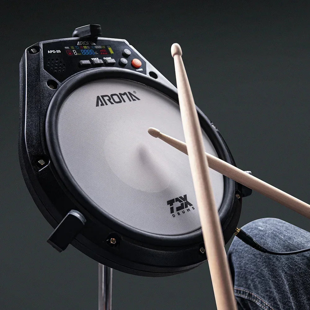 AROMA APD-20 Electronic Drum Dumb Drum Beating Board Percussion Instrument Electronic Mute Drum Pad Vocal Metronome Training Pad