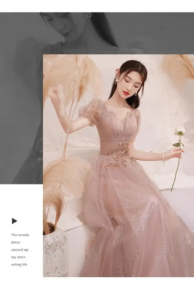 High-End Banquet Evening Dresses Women's 2025 New Spring Summer Light Luxury Slim Birthday Party Performance Dance Clothes Dress