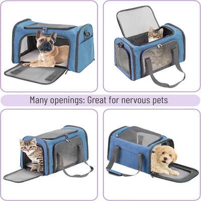 1 PCS Portable Wheeled Pet Carrier For 2 Large Cats Double Compartment Rolling Cat Travel Carrier For Two Pets