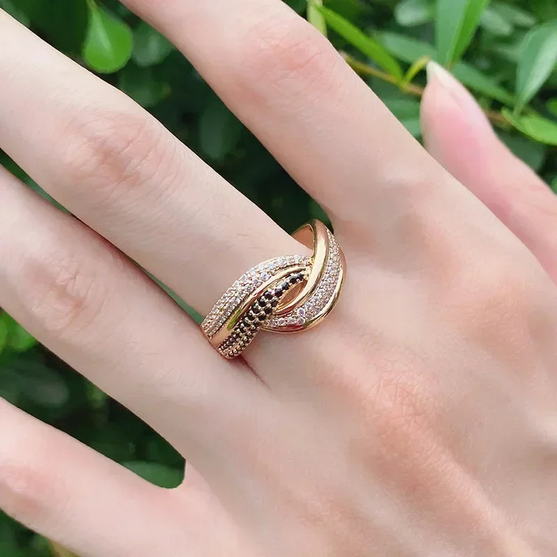 Luxury Wedding Ring for Women Elegant Real 18k Rose Gold Original Jewelry Gift Anillos De Para Mujer Oro 18 K Fine Jewelry