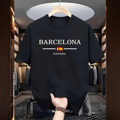 Barcelona Printed T-shirts for Men High Quality 100% Cotton O-neck Short Sleeve Tops Home Outdoor Casual Soft Tees Men's Clothes