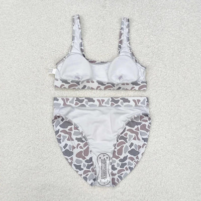 Wholesale Adult Women Swimwear Summer Sleeveless Shorts Swimsuit Set Camo Bathing Suit Clothing