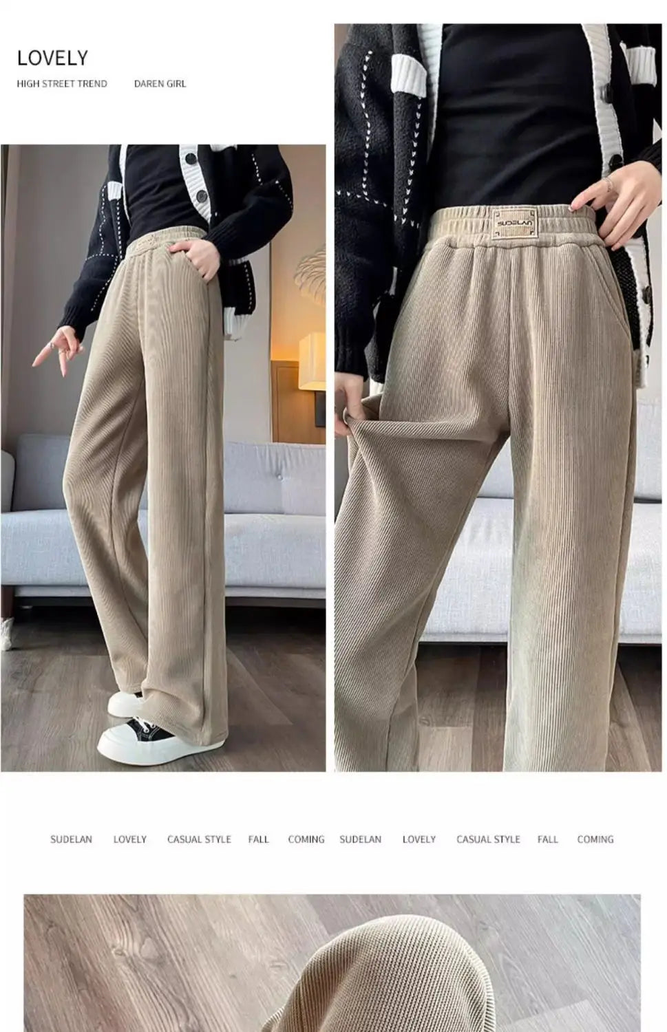Winter Wide Leg Pants Women Autumn Plush Pants Women Extra Thick Lamb Fleece Warm Straight Korean Pants Joggers Women