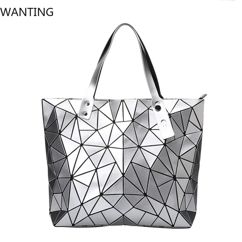 New Luxury Handbags Women Bags Designer Beach Large Tote Hologram Shoulder Bag Sac A Main Geometric Bag Bolsa Feminina Silver
