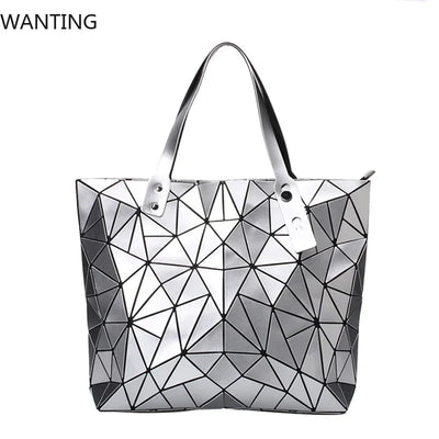 New Luxury Handbags Women Bags Designer Beach Large Tote Hologram Shoulder Bag Sac A Main Geometric Bag Bolsa Feminina Silver