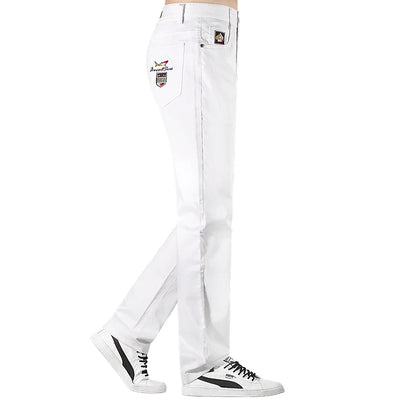 2024 New Summer White Jeans for Men Bruce&Shark  Designer Luxury Men's Jeans Loose Fit Stretch Cotton Casual Fashion Big Size 42