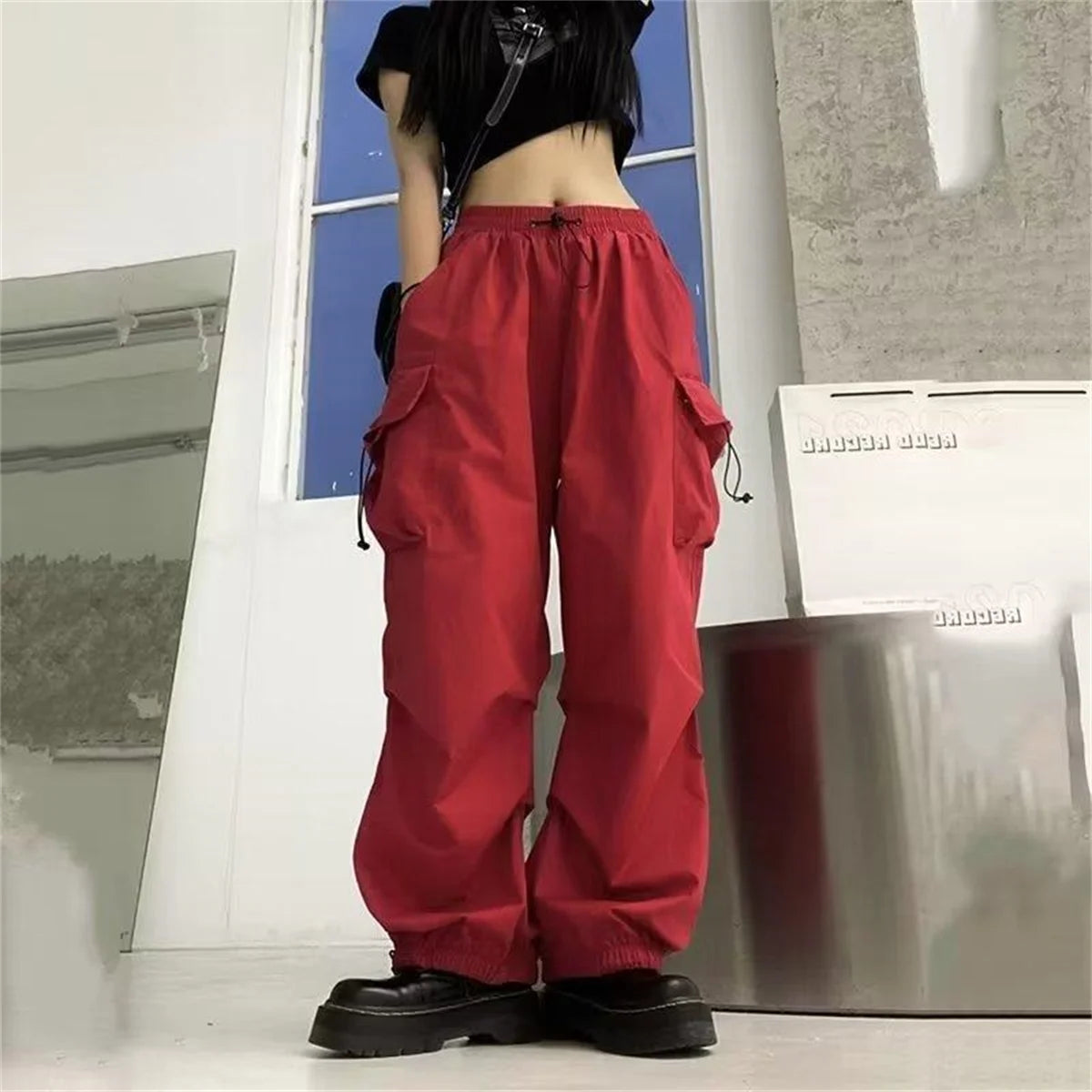 Pockets Cargo Pants Women Outdoors High Waist Cool Outwear Baggy Tactical Trouser Fashion Hip Hop Joggers Trousers Female Pants