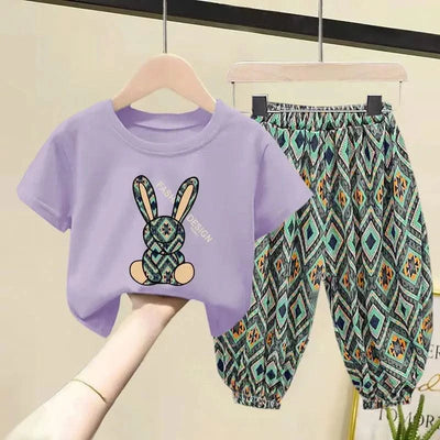 Summer Children Clothing Sets Boy Girl Mother Kids Clothes Suit Cotton Top T-shirt Short Sleeves Trousers 2pcs Baby Girl Clothes