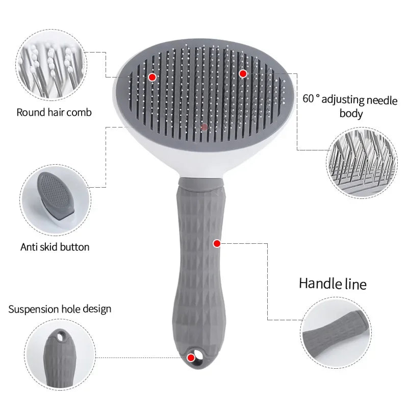 Pet Grooming Comb for Cats & Dogs, One - Click Hair Removal, Special Design, Ideal for Detangling & Shedding Control