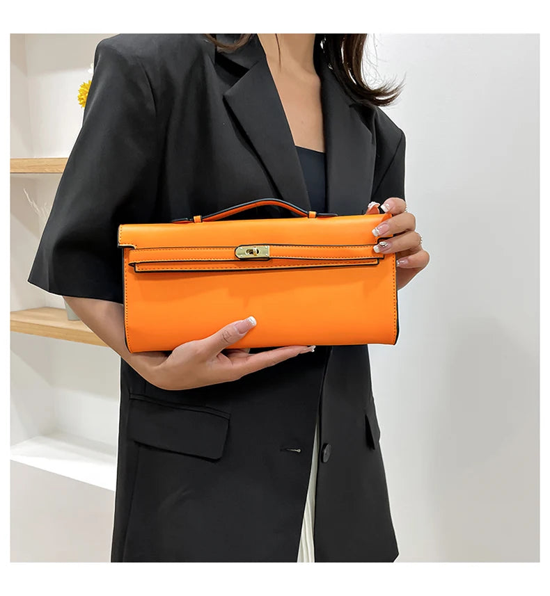 Elegant Classic Leather Handbag For Ladies - With Inner Compartments High Quality By Famous Designer Brand