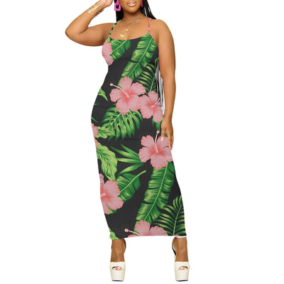 Summer Sleeveless Midi Dress Women Bodycon Floral Print Casual Spaghetti Strap Slim Fit Holiday Beach Wear