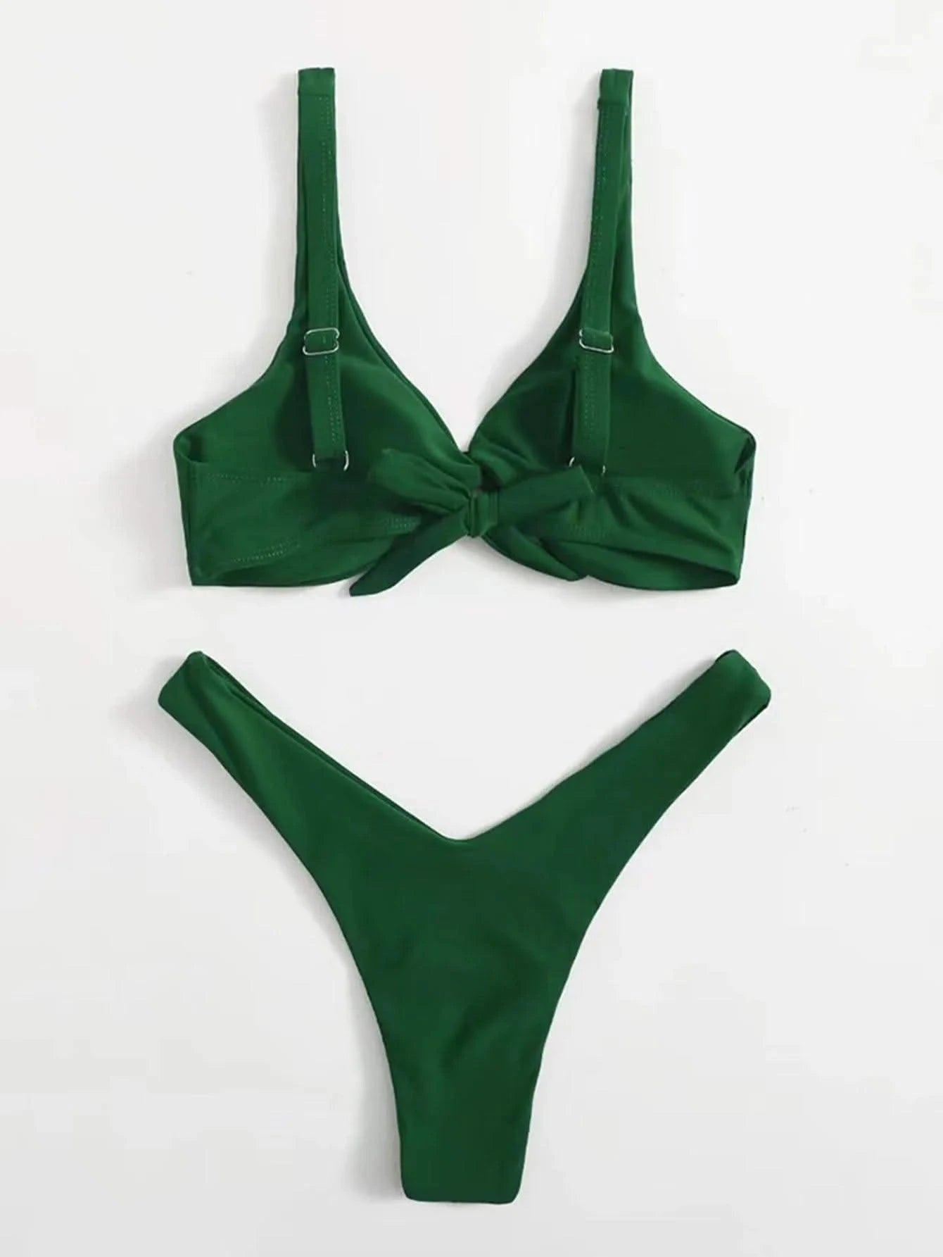 OIINAA Bathing Suit Women Solid Sexy Swimsuit Bow Tie Drawstring Lace Up Summer Bikini Set Two-pieces Beachwear Thong Biquinis