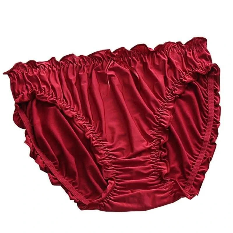 Large Size Mid Waist Panties For Women Ladies Breathable Underwear Briefs Elastic Comfortable Sexy Ruffles Underwear Lingerie