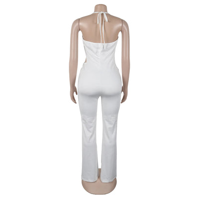 Women Jumpsuits For Summer Autumn Sleeveless Solid Color Bandage Loose Fashion Streetwear Overalls Wide Leg Pants Trousers 2025