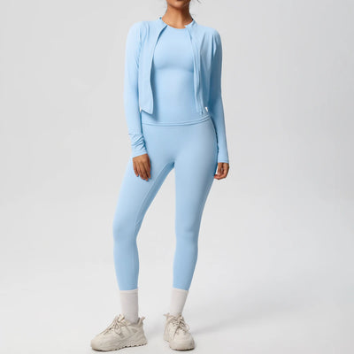 Women Sportswear Yoga Set Workout Clothes Athletic Wear Sports Gym Legging Fitness Top Long Sleeve Yoga Suit ﻿