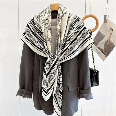 Large Square Wool Blanket Scarf Wraps Women Shawl 132x132CM
