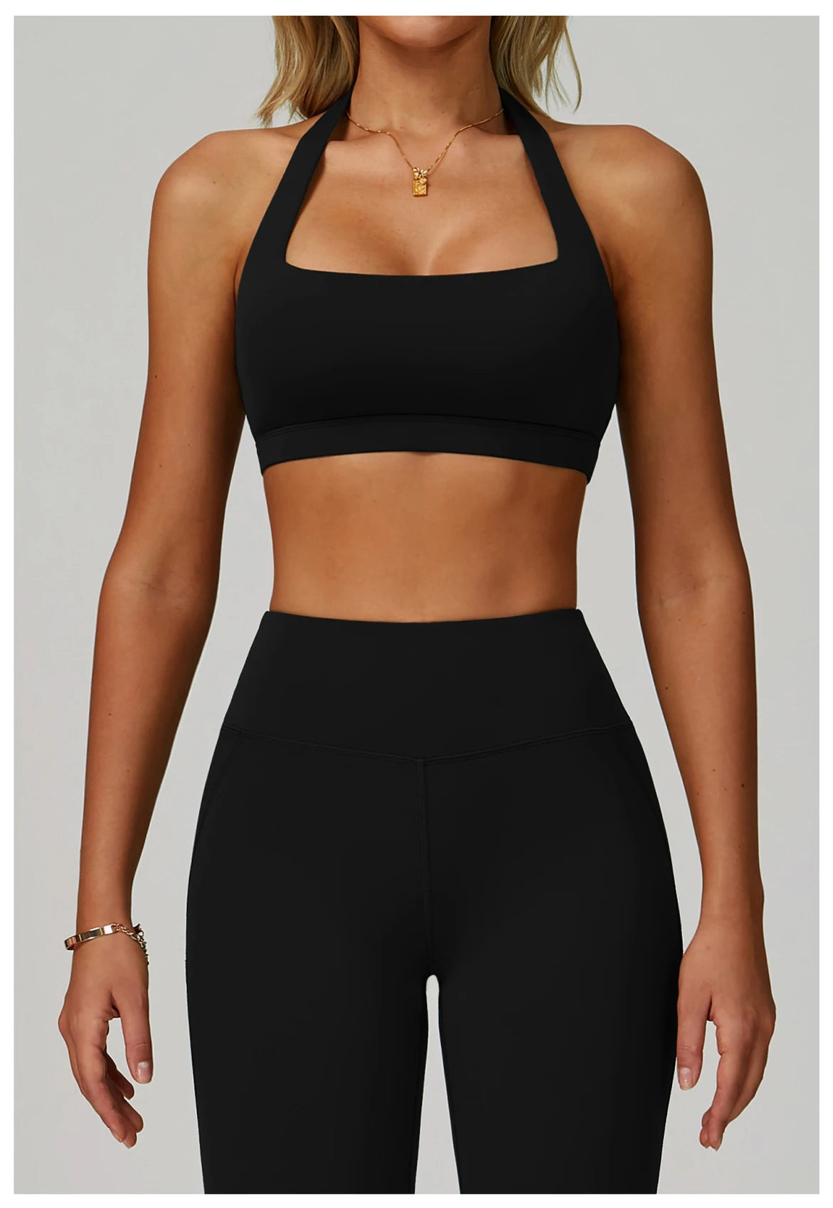Breathable Sports Bra Anti-Sweat Fitness Top Women Hanging Neck Yoga Bra Shockproof Crop Tops Push Up Sport Bra Gym Workout Vest