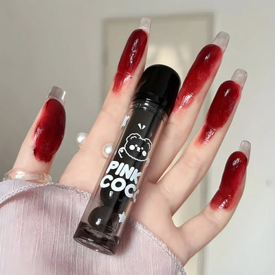 Adorable Bear Mirror Lip Glaze - Long-Lasting, Non-Fading, Hydrating Liquid Lipstick with Watery Texture - Luxurious Glossy Shin