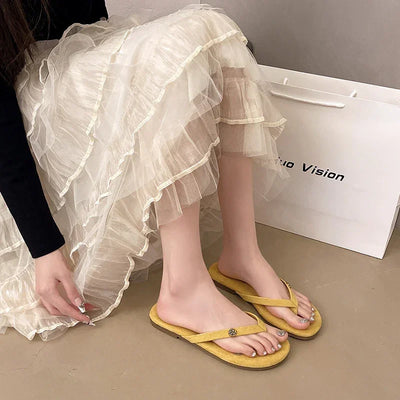 Luxury Designer Woman Flat Slippers Woven with Comfortable Women's Shoes Casual Bottom Slippers 2025 New Summer Women Sandals