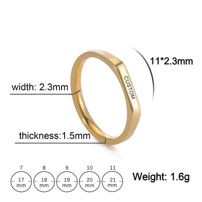 Engrave Name Finger Rings Personalized Custom Ring Gift For Woman Men Wedding Marry Silver Color Stainless Steel Jewelry