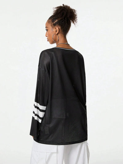 Sporty Activewear Number Printed T Shirt Casual Loose O-Neck Short Sleeve Tees Women 2025 Summer Fashion Streetwear Lady