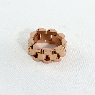 Luxury Never Fade 18K Gold Plated Bold Wide Thick Ring for Women Chunky Link Chain Stainless Steel Strap Finger Rings Jewelry