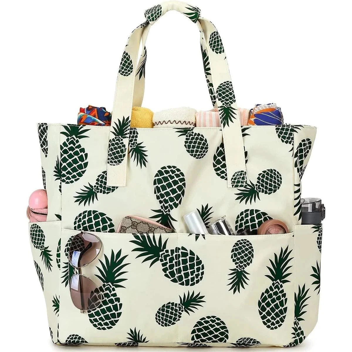 Beach Tote Bag Women Foldable Travel Bag with Anti-Sand Pocket