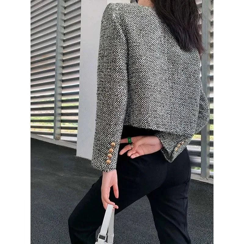 Coat Women Winter Jacket New Autumn and Winter Korean Women's Single-breasted High-quality Chic Tweed Retro Top Coat Women 2022