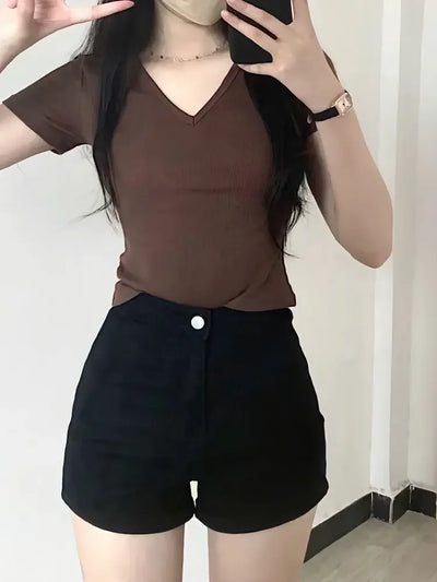 Black Denim Shorts for Women Summer Jorts Short Jean Pants Woman Elegant Designer Design New In Streetwear Flowy Comfy XXL XL