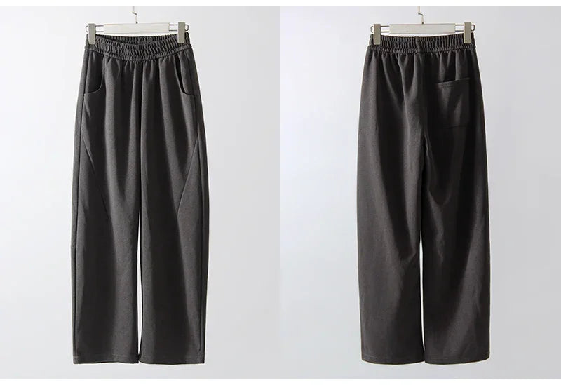 Women Straight Sweatpants Baggy Loose Dark Grey Long Pants Female Casual Sports Trousers High Waist Sweatpants For Women Joggers