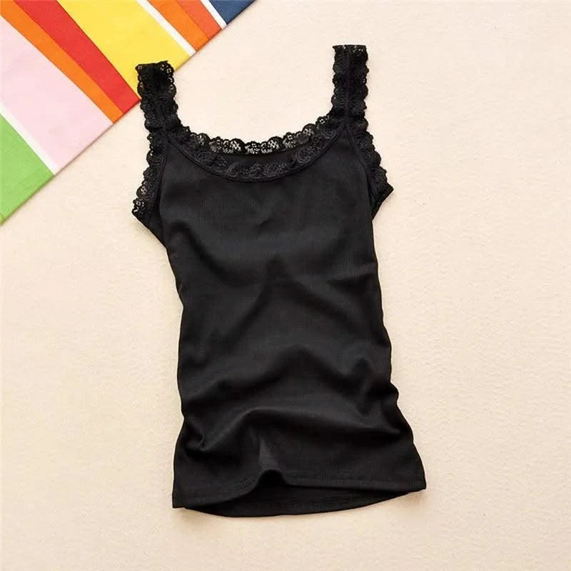 Women Tank Top With Lace Top Red Inside Wear Lace Camisoles