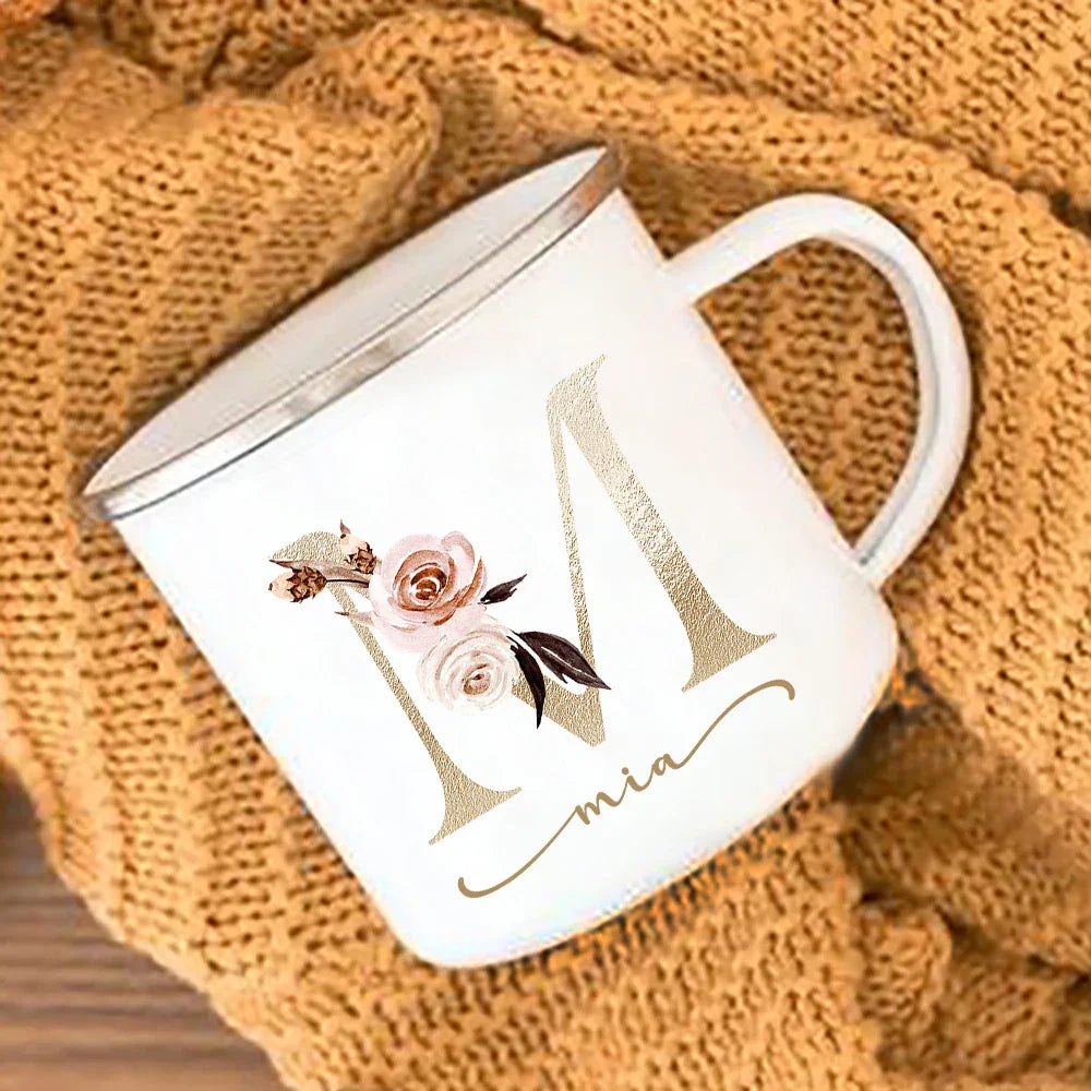 Floral Print Mugs Custom Name Coffee Juice Cups Wedding Bachelor Party